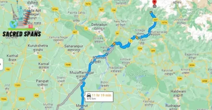 Haridwar to Kedarnath distance by road map with sacredspans.com